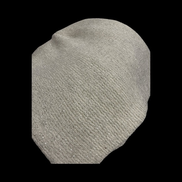 🥳 White Shimmer Knit Beanie • Metallic Sparkle Winter Hat - Picture 2 of 3